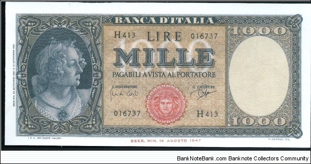 (Reproduction) / 1.000Lire / pk (88d) / (1961)  Banknote