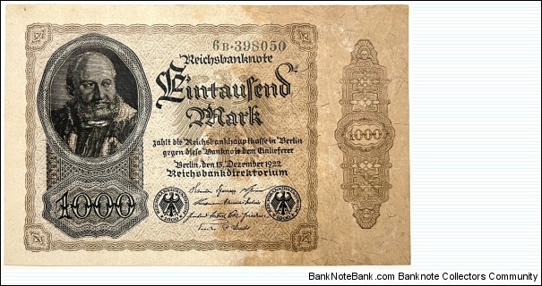 1000 Mark (Weimar Republic 1922) Banknote