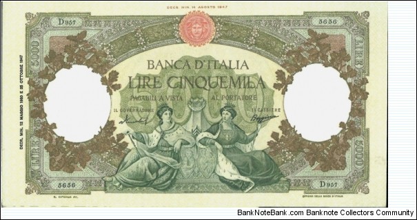 (Reproduction) / 5.000Lire / pk (85c) / (12 Maggio 1960)  Banknote