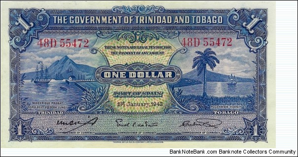 TRINIDAD AND TOBAGO 1 Dollar 1943 Banknote