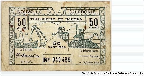 50 Centimes (New Caledonia - Emergency Issue World War II) Banknote