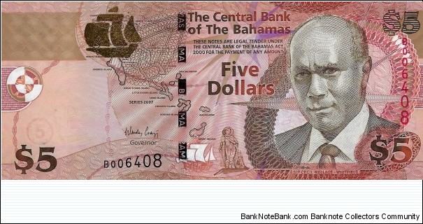 BAHAMAS 5 Dollars  Banknote