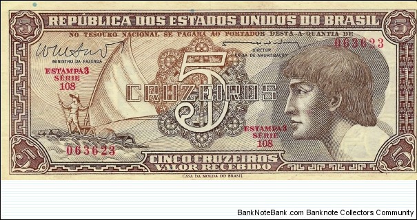 BRAZIL 5 Cruzeiros  Banknote