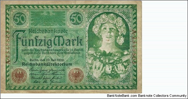 GERMANY 50 Mark 1920 Banknote