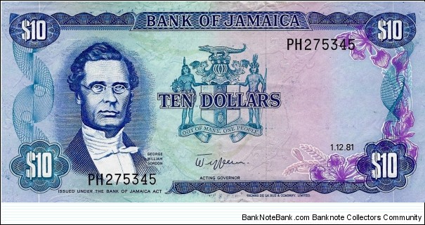 JAMAICA 10 Dollars  Banknote
