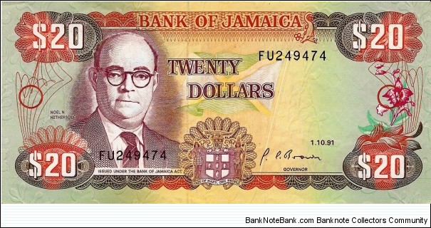 JAMAICA 20 Dollars 1991 Banknote