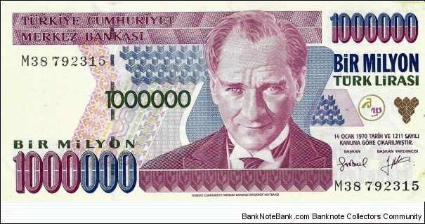 TURKEY 1,000,000 Lira Banknote