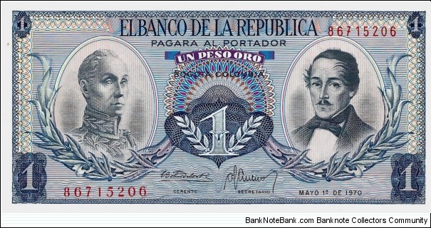 COLOMBIA 1 Peso Oro  Banknote