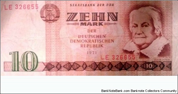 German Democratic Republic (East Germany) 10 Mark.
LE 326655 Banknote