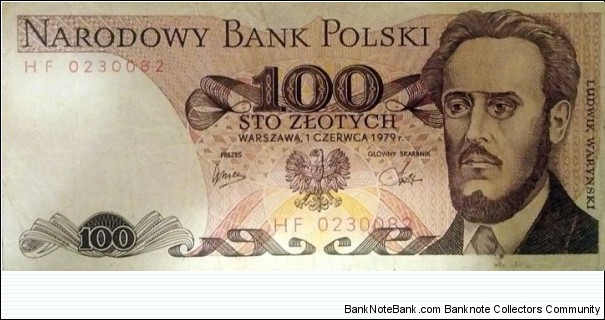Poland 100 Złotych.
HF 0230082 Banknote