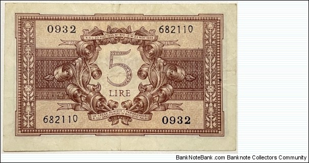 Banknote from Italy year 1944