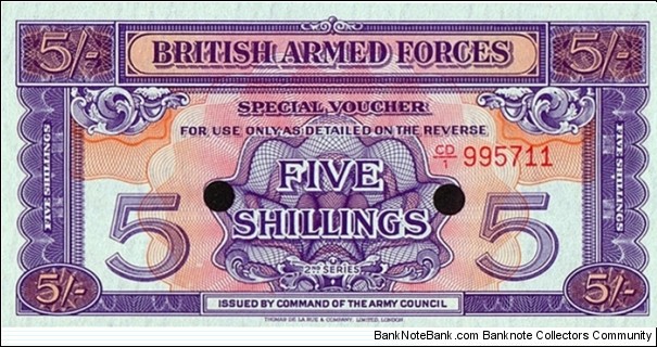 British Armed Forces N.D. 5 Shillings.

Series II. Banknote