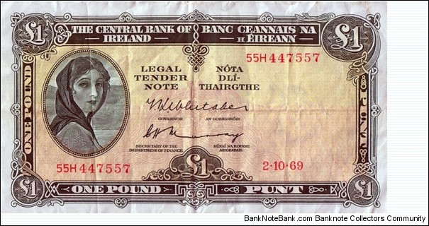 Ireland 1969 1 Pound. Banknote