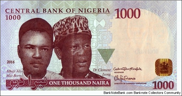 Nigeria 2016 1,000 Naira. Banknote