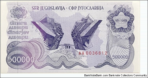 Banknote from Yugoslavia year 1989