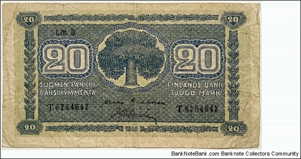 20 Markkaa (Litt.B / kekkonen & Alsiala/ 1948) Banknote