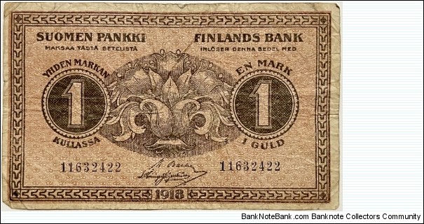 1 Markka Kullassa / Gold Mark (Basilier & Hisinger-Jagerskiold) Banknote