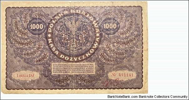 Banknote from Poland year 1919