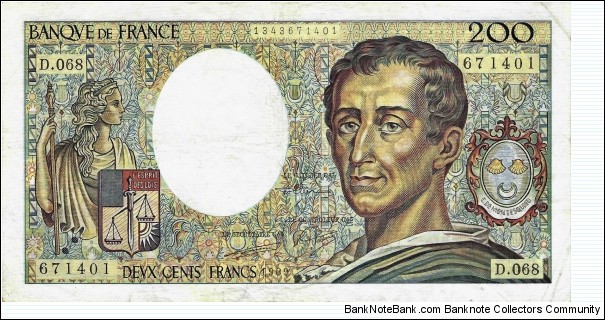 FRANCE 200 Francs  Banknote