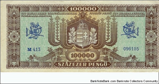 Banknote from Hungary year 1945