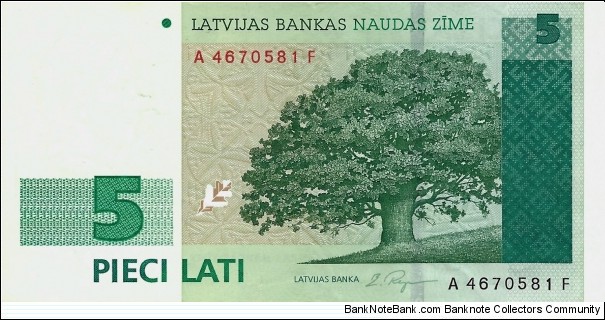 LATVIA 5 Lati 1992 Banknote