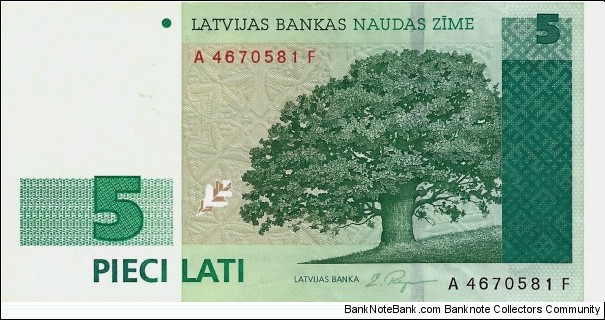 LATVIA 5 Lati  Banknote