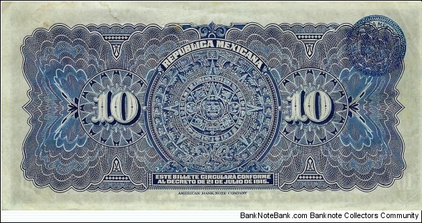 Banknote from Mexico year 1915