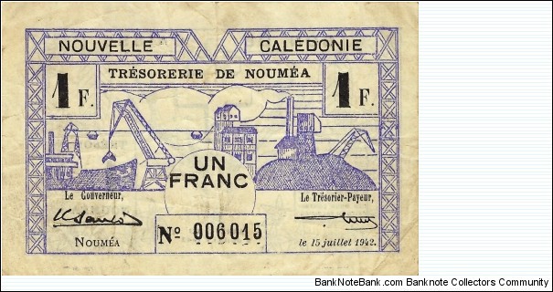 NEW CALEDONIA 1 Franc  Banknote