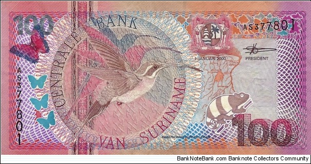 SURINAME 100 Gulden 2000 Banknote