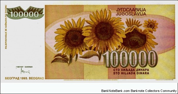 Banknote from Yugoslavia year 1993