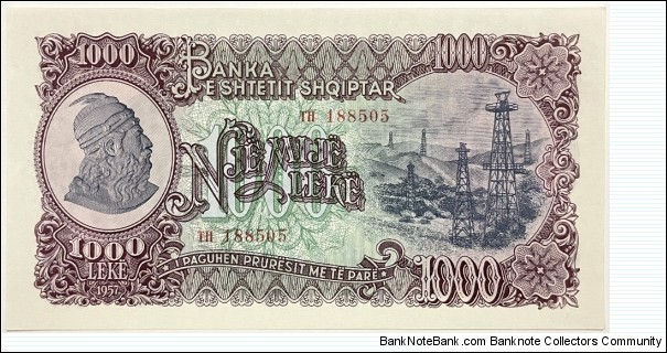 Banknote from Albania year 1957