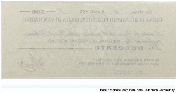 Banknote from San Marino year 1976