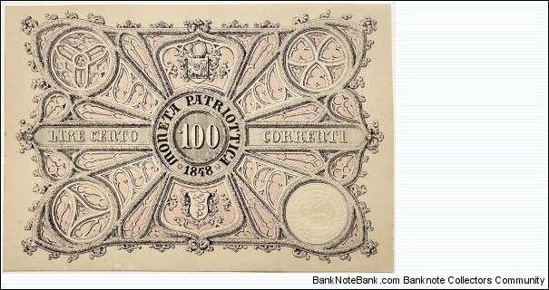 100 Lire Correnti (Kingdom of Lombardy - Venice 1848)  Banknote