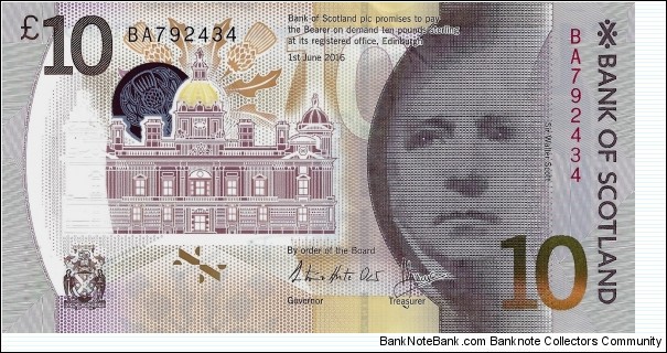 SCOTLAND 10 Pounds 2016 (Bank of Scotland) Banknote
