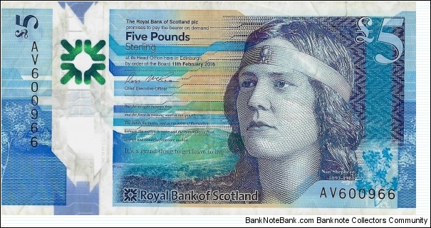 SCOTLAND 5 Pounds 2016 (The Royal Bank of Scotland) Banknote