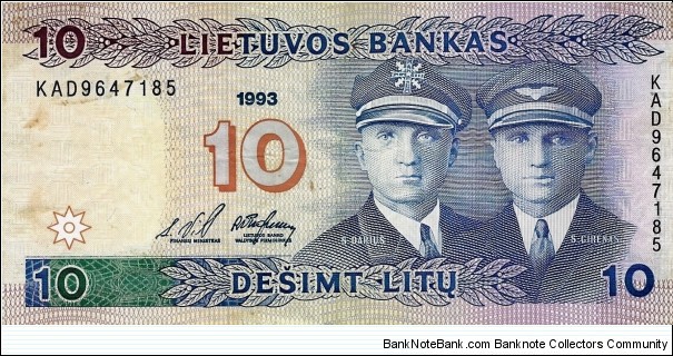 LITHUANIA 10 Letu  Banknote