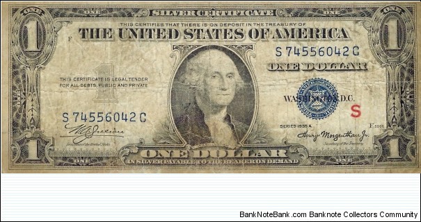 USA 1 Dollar 1935 (Experimental S Note) Banknote