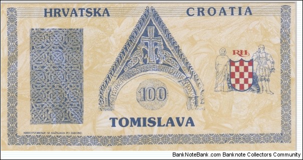 Banknote from Croatia year 1990