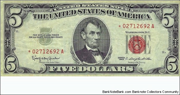 UNITED STATES 5 Dollars  (United States Note) Banknote
