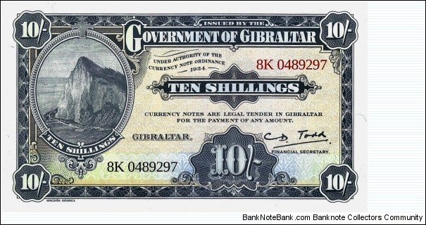 GIBRALTER 10 Shillings  Banknote