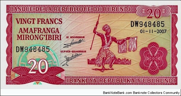 BURUNDI 20 Francs Banknote