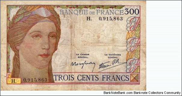 FRANCE 300 Francs  Banknote