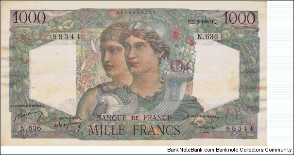 FRANCE 1000 Francs  Banknote