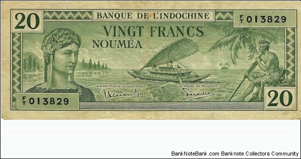 NEW CALEDONIA 20 Francs  Banknote