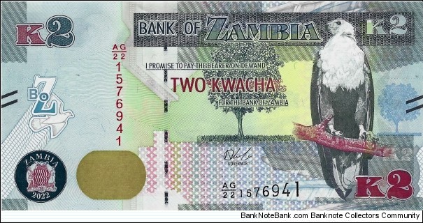 ZAMBIA 2 Kwacha Banknote