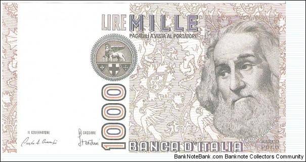 1000 lire; 1982 Banknote