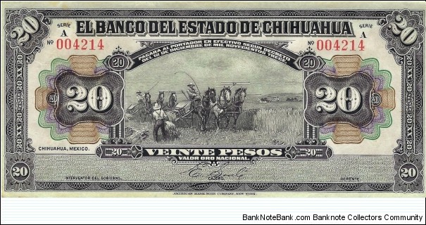 CHIHUAHUA 20 Pesos Banknote