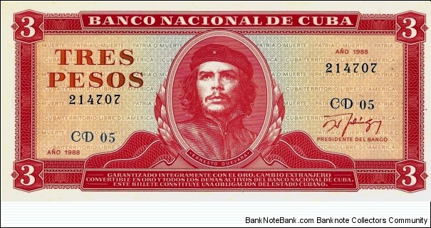 CUBA 3 Pesos Banknote