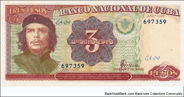 CUBA 3 Pesos Banknote