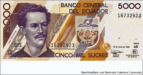 ECUADOR 5000 Sucres Banknote